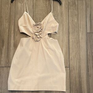 Zara Cream Dress with Floral Detail -NWOT